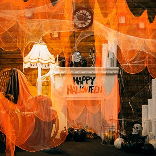 Halloween Orange Cheesecloth Fabric Roll - 29.92 x 590.55 Inch for DIY Decorations
