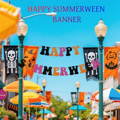 Orange Summerween Banner Halloween Decorations Indoor Outdoor Party Decor