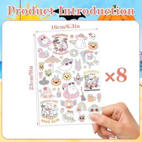 Gameza Summer Halloween Temporary Tattoos - 200+ Spooky Ghost & Pumpkin Designs - Variation: Summer Halloween-2