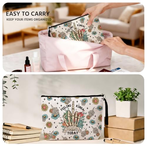 Funny Skeleton Makeup Bag - Multicolor 0983 Sarcastic Toiletry Bag for Women & Mom