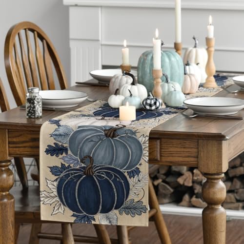 Blue 13x72 Inch Fall Table Runner – Polyester Home Decor for Dining & Events