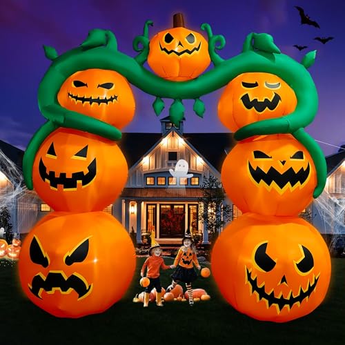 9FT Halloween Inflatable Pumpkin Archway Outdoor Decoration with LED Lights