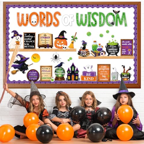 Halloween Bulletin Board Set Classroom Wall Decorations with Inspirational Quotes