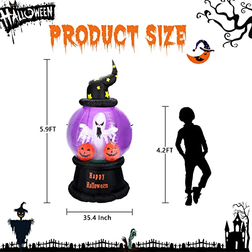 6 Ft Halloween Inflatable Outdoor Yard Decor with Built-in LED Snow Globe Pumpkin & Ghosts