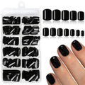 AddFavor Black Short Press On Nails Kit - 240PCS Fake Nails with Adhesive Tabs
