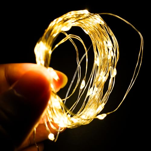 Battery Operated Fairy Lights 16ft Warm White Copper Wire String Lights for Christmas, Weddings, Party, Indoor Decor