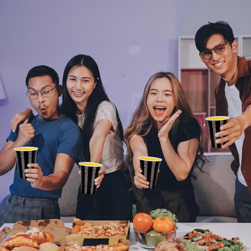 Black Plastic 16oz Disposable Party Cups - 100 Pack, Suitable for Events & Outdoor Gatherings