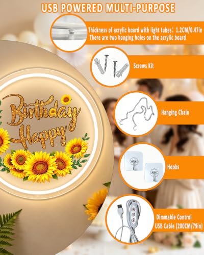 Sunflower LED Neon Sign - Birthday Party Wall Decor, Yellow Sunflower Variation