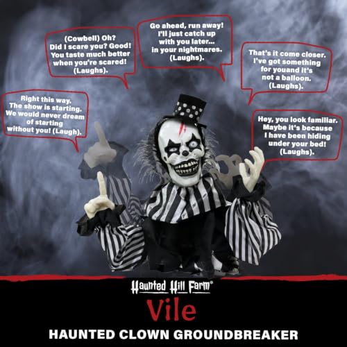 22-Inch Haunted Hill Farm Groundbreaker Clown Animatronic Halloween Decoration - Motion & Touch Activated, Indoor/Outdoor