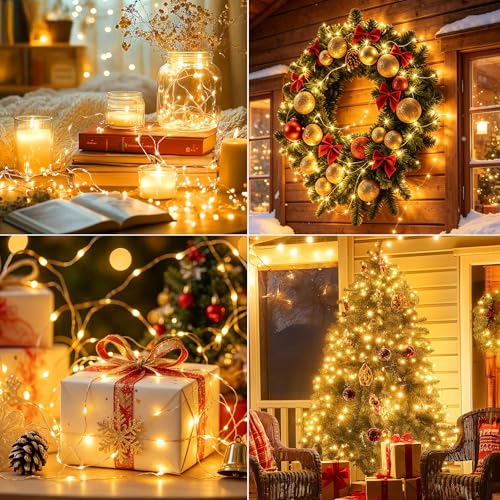 Warm White 50 Pack Battery Operated Fairy Lights 7ft 20 LEDs Waterproof Silver Wire for Weddings & Parties