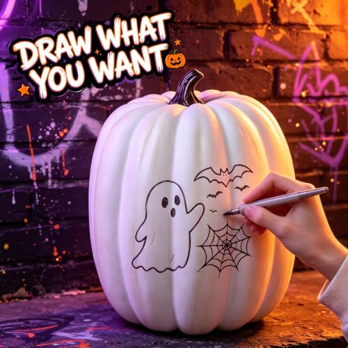 Artificial White Pumpkin Decor - 19 Inch Fall Halloween Thanksgiving