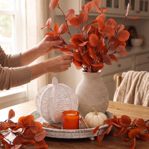 Fall Table Centerpiece Set with Pumpkin Scented Candle & Decorative Wicker Pumpkin