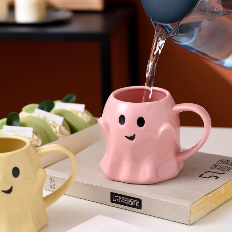 Halloween Ghost Mug Pink 3D Ceramic Coffee Cup - Spooky Novelty Drinkware