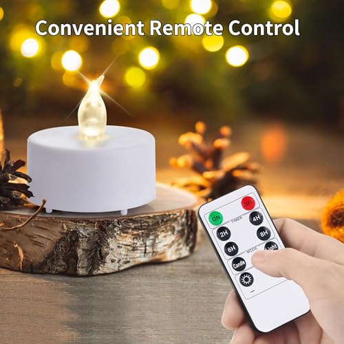 LED Flickering Tea Light Candles with Remote Control - Warm White 5 Pack