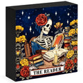 Rose Reader Skeleton Wooden Sign Gothic Dark Academia Desk Decor - The Reader