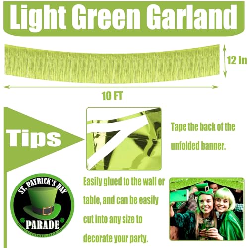 Light Green Metallic Foil Fringe Garland 10ft Party Banner Decor - 6 Pack