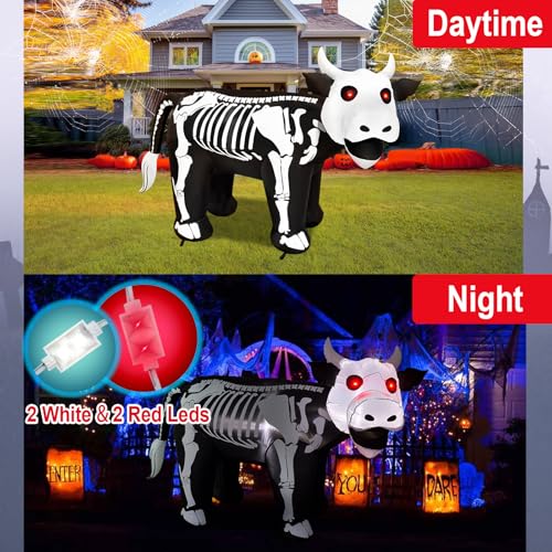 Halloween Inflatable Cow Skeleton 6FT Outdoor Yard Decoration with Lights