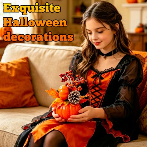 Artificial Pumpkin Set for Fall Halloween Thanksgiving Decor - 6 Pieces