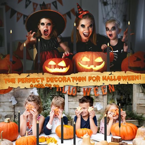 Black Flameless Taper Candles with Remote Control - Halloween Decor