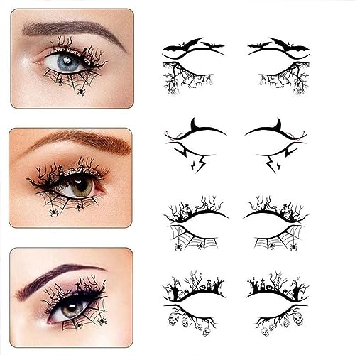 Halloween Eye Shadow Stickers & Temporary Tattoo Decals - Spider Bat Skull Design