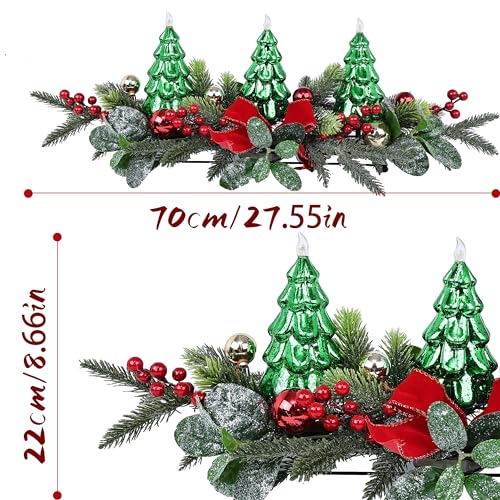 Green Christmas Table Centerpiece with LED Lights, Holiday Tree Decor