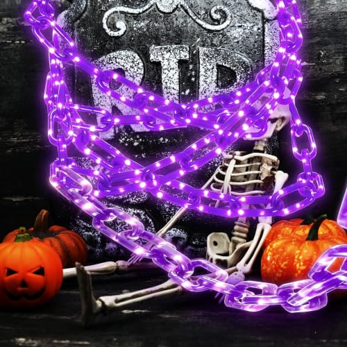Purple Halloween Chain Lights 10Ft Battery Operated with Timer - Spooky Decor