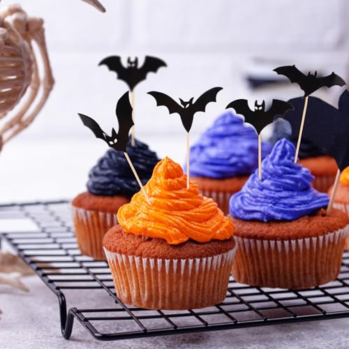 24pcs Halloween Bat Cake Toppers - Baby Shower & Party Decor