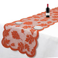 Fall Thanksgiving Leaves Lace Table Runner - 13x72 Inch, Orange, Fall Decor - Fall-1PCS