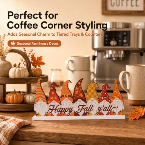 Reversible Fall & Halloween Gnome Sign - Wooden Table Centerpiece with Orange & Purple Variations
