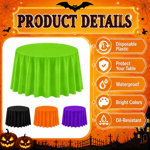 Halloween Round Tablecloth Set 12 Pcs - Rainbow Color, Waterproof, 84 Inch