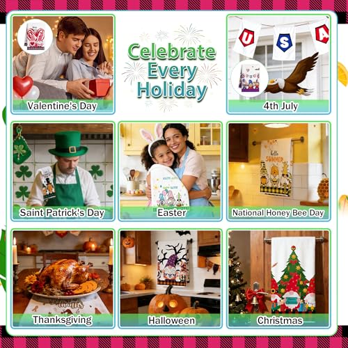 Seasonal Kitchen Towel Set - 12 Multicolor Holiday Dish Towels for All Occasions