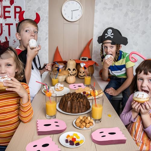 Pink Halloween Ghost Napkins 2-Ply Disposable Folded Party Tableware - 100 Sheets