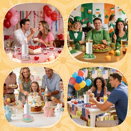 Interchangeable Bamboo Paper Towel Holder with 10 Holiday Signs - Classic