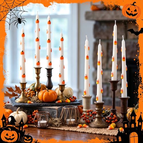 Lyrow Fall Pumpkin Candles Set - Pumpkin Candy Scented Halloween & Thanksgiving Decor, 8 Pieces with Variation Pumpkin Candy