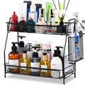 Large Countertop Organizer for Bathroom & Kitchen, 2-Tier Black Under Sink Storage