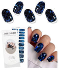 Blue Semi Cured Gel Nail Stickers Wrap - Easy Nail Art Decals, 20 Strips - Dark Blue