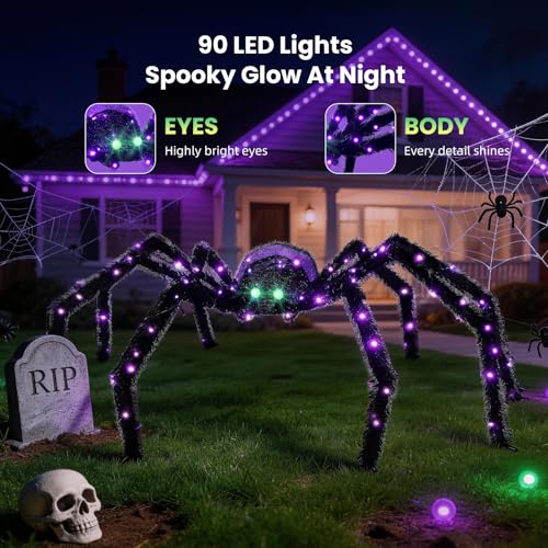 Gleamfest 4.2FT Giant Halloween Spider with 90 LEDs - Outdoor Decor, Waterproof, Light Up Spider - Variation of THIS listing