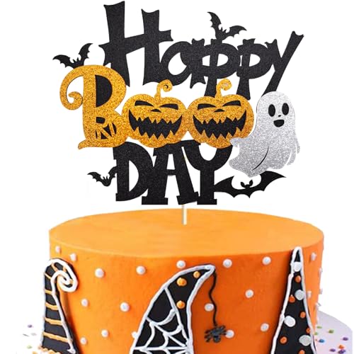 Halloween Cake Topper Black Glitter Boo Day - Color 3
