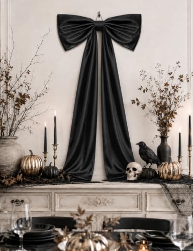 Giant Black Satin Bow for Halloween Door & Wall Decor 42 Inch