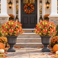 Artificial Fall Topiary Flowers with Stakes - 27.5 Inch Outdoor Decor, Violet Variation