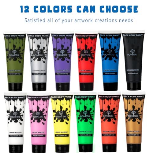 Bowitzki Face and Body Paint 2oz Cream Makeup - Water Based, Red - Special Effects Halloween & Stage Cosmetic