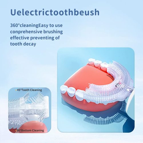 ELOTAME Kids Electric Toothbrushes u Shaped - Rechargeable Rocket Toothbrush, Electric Toothbrushes for Boys Age 2-6 2 Mins Timer, 6 Modes, 4 Brush Heads.