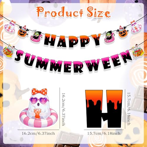 Summerween Banner Halloween Summer Party Decorations Ghost Pumpkin Sign