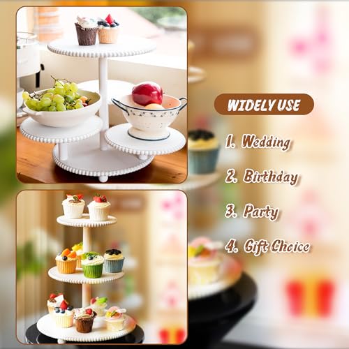 White 3-Tier & 4-Tier Beaded Cupcake Stand Set for Weddings & Parties - GENMOUS & CO.