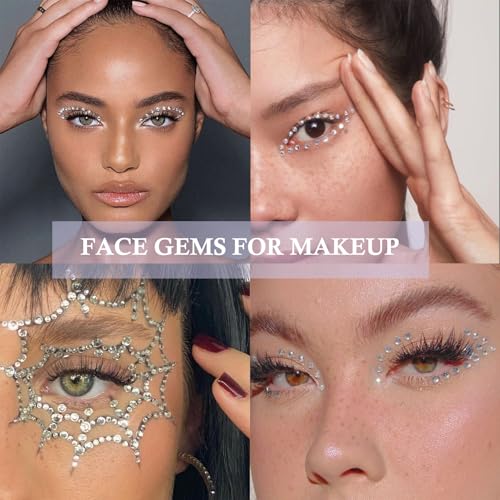 NOOEPC 660Pcs Face Gems Self-Adhesive Rhinestones for Face & Body - Clear Variation
