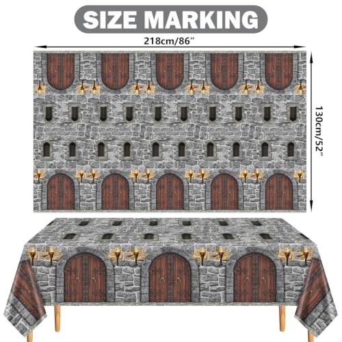 Medieval Brick Tablecloth Set - Waterproof 4 Pack for Castle Party Decor (51 x 86 Inches)