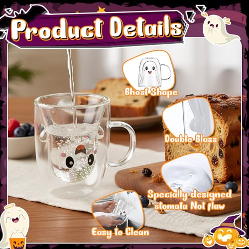 Ghost Halloween Mug - Cartoon Style 10 oz Double Walled Coffee Cup with Handle