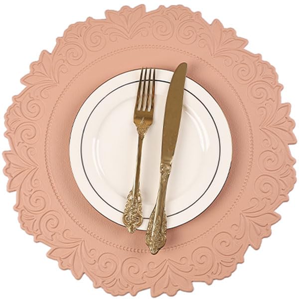 Pink Faux Leather Placemats Set of 6 - Modern Table Protectors