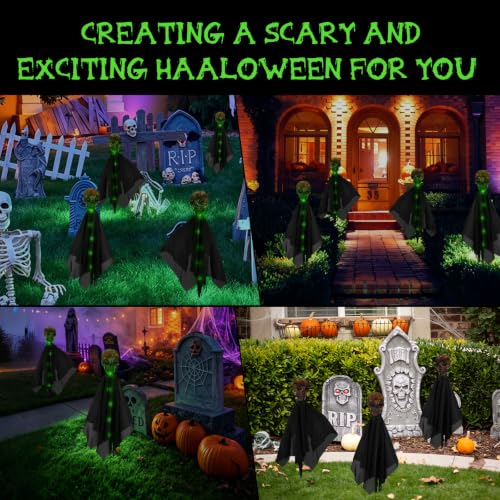 Outdoor Solar Skull Path Lights - Creepy Halloween Garden Decor Set of 4