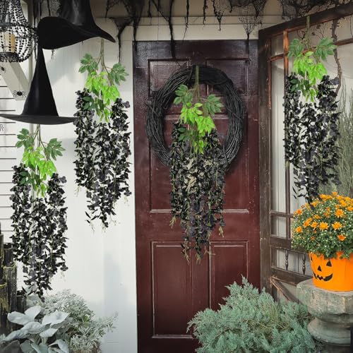Black Wisteria Hanging Flowers Set - 48 Pcs Artificial Garden Decor